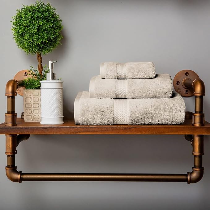 SUPERIOR Egyptian Cotton Pile 3 Piece Towel Set, Includes 1 Bath, 1 Hand - Image 2