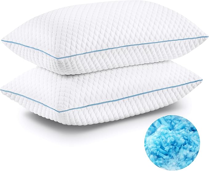 VVZ Cooling Bed Pillows Standard Size Set of 2, Shredded Memory Foam Pillows - Image 9