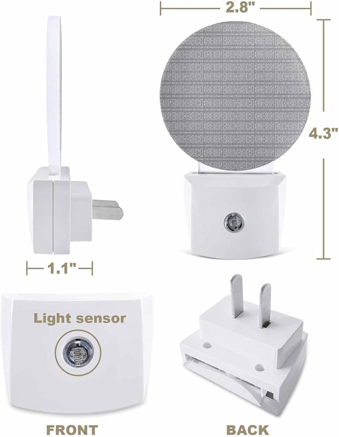 Night Lights Auto Sensor Stripes Grain Night Light Grey Solid Color Round Lamp - Image 2