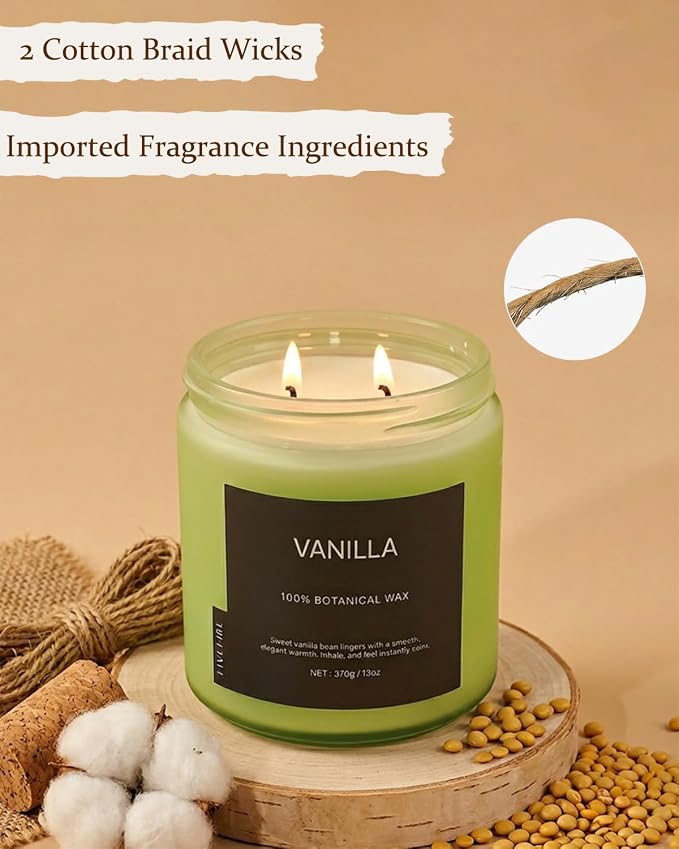 Vanilla Scented Candle, 13oz Soy Wax Candle, 70–80 Hour Burn Time, Warm & Sweet - Image 5