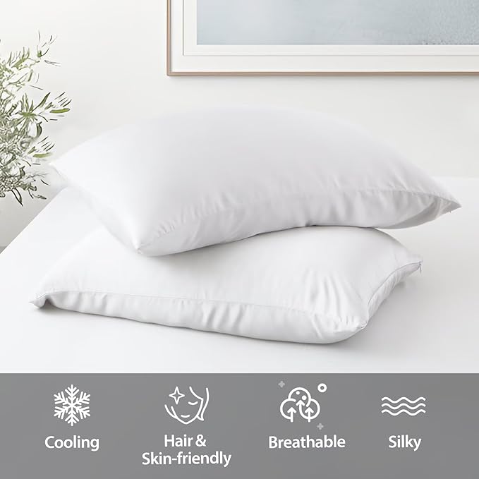 4 Pack Cooling Pillow Cases, Viscose Derived from Bamboo Pillow Protectors - Image 5