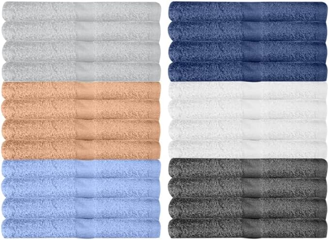 KAHAF COLLECTION 24 Pack Wash Cloths | Multicolour 100% Cotton Extra Absorbent by KAHAF+COLLECTION