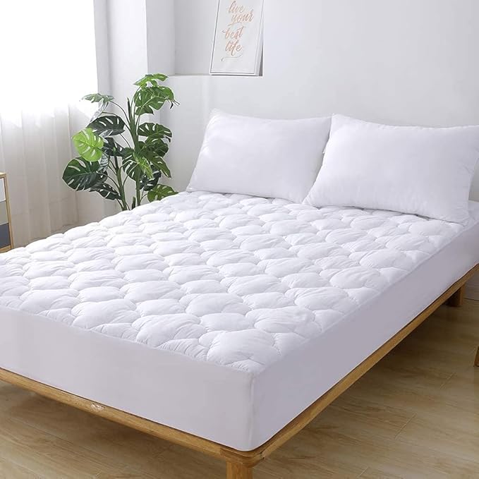 WhatsBedding Waterproof Mattress Pad King Cotton Top Down Alternative Filling - Image 7