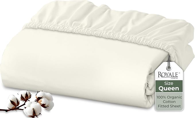Royale Linens 100% Organic Cotton Fitted Sheet by ROYALELINENS
