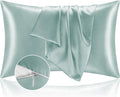 BEDELITE Satin Pillowcase with Zipper, Haze Blue Pillow Cases Queen Size Set of by BEDELITE