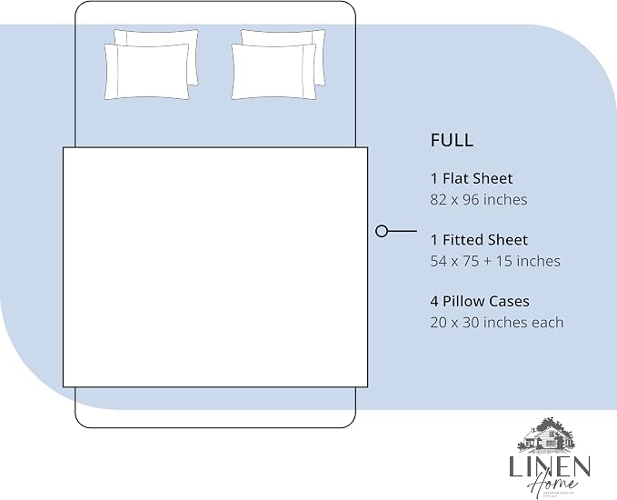 Linen Home 100% Cotton Percale Sheet Set, Full Size, Dark Blue, Deep Pocket - Image 6
