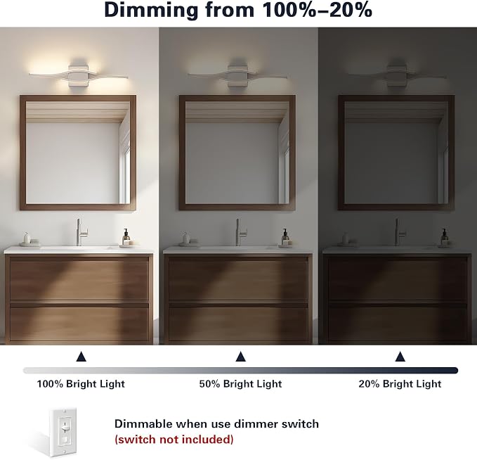 Joossnwell Brushed Nickel Bathroom Vanity Lights Fixtures Over Mirror 5CCT - Image 3