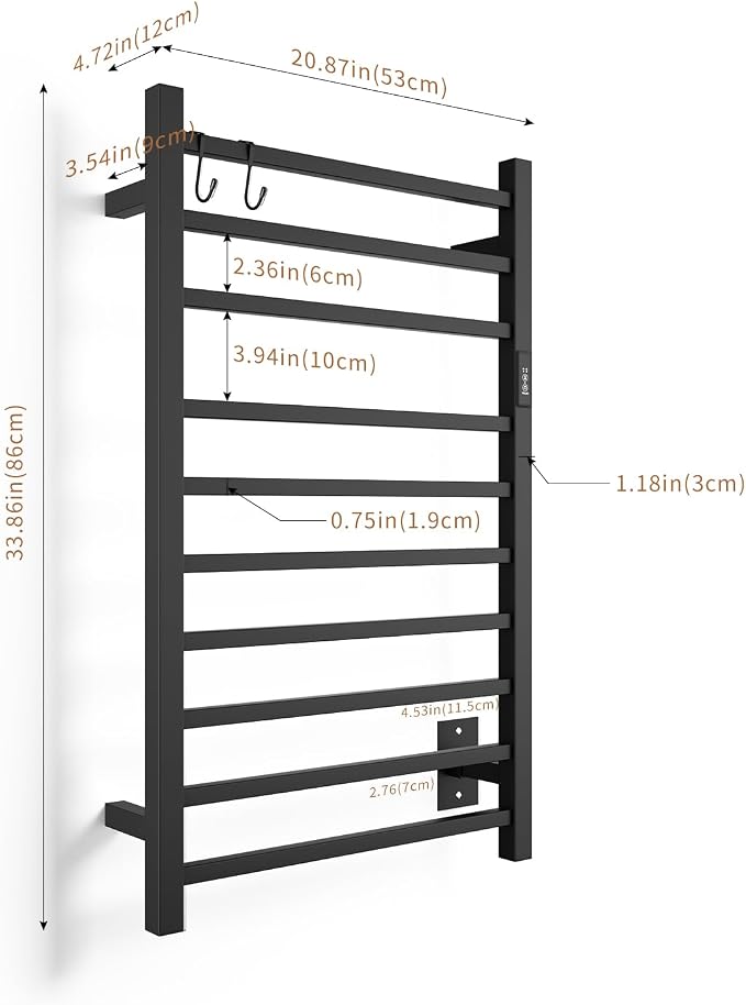 Wall Mounted Towel Warmer Square 10 Bars - Image 7
