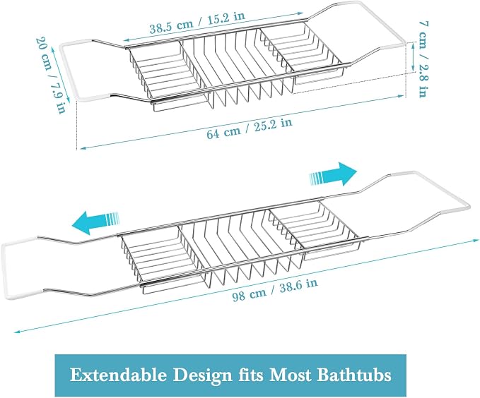Cabilock Stainless Steel Expandable Bathtub Tray, Chrome Polished Telescopic - Image 4
