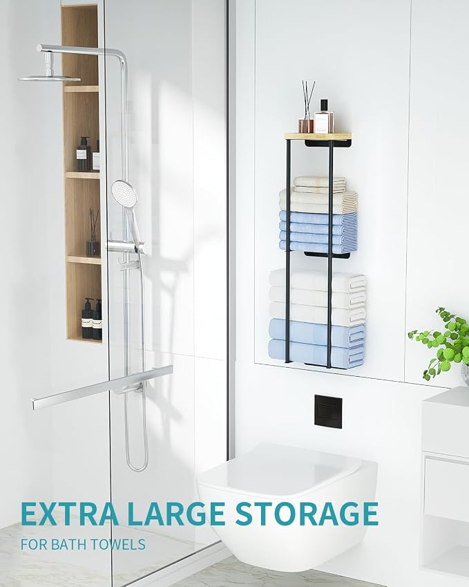 Towel Racks for Bathroom, 2 Tier Wall Towel Holder - Image 3
