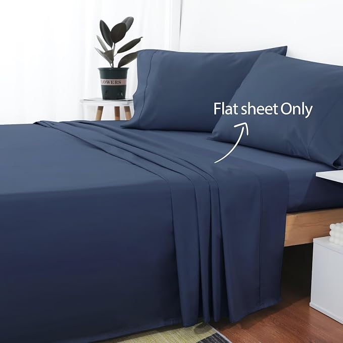 2-Pack Cotton Queen Flat Sheet Only, 600 Thread Count 100% Egyptian Cotton Top - Image 2