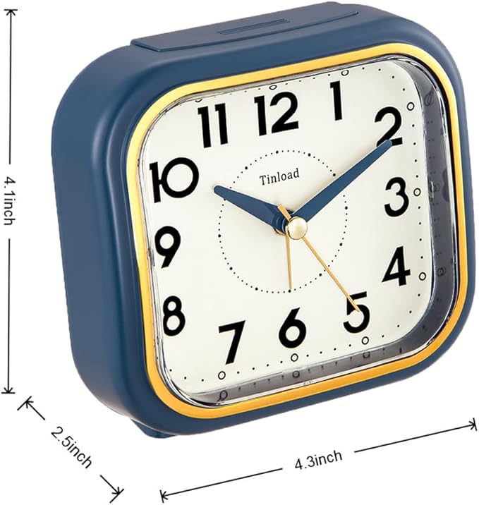 Tinload 4.3" Vintage Retro Analog Alarm Clock, Super Silent Non Ticking Clock - Image 4