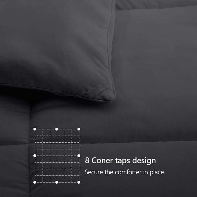 TEXARTIST Premium 2100 Series Twin Comforter All Season Breathable Grey - Image 6