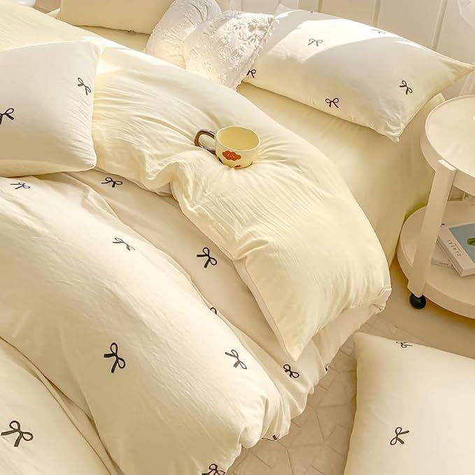 Nayoroom Bow Duvet Cover Queen Size Reversible Aesthetic Duvet Cover 3 Pieces - Image 6