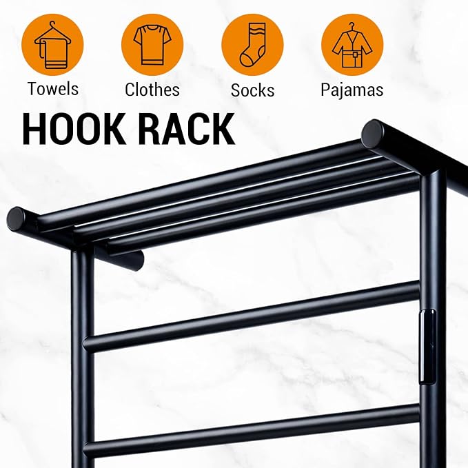 MyGift 4 Tier Wall Mounted Bathroom Towel Warmer Rack - Image 3