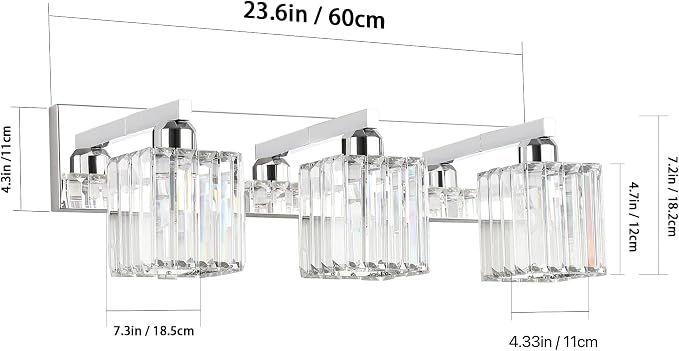Aipsun Vanity Light Fixtures Crystal Bathroom Lighting Fixtures Chrome Vanity - Image 6