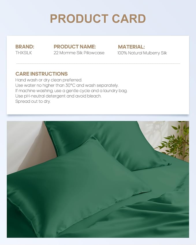 THXSILK 100% Pure Mulberry Silk Pillowcase - Image 8