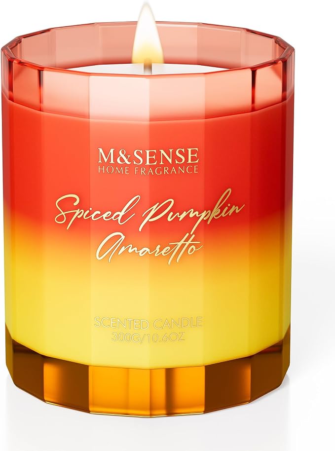 M&SENSE Spiced Pumpkin Fall Scented Candles Natural Soy Wax Non Toxic, 10.6oz by MSENSE