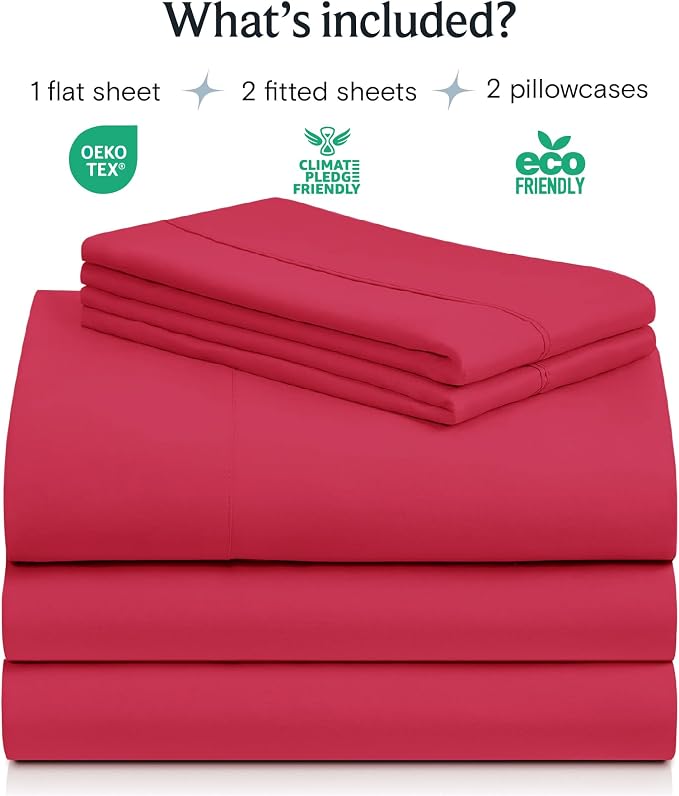 LuxClub 5 PC Sheet Set Bed Sheets Deep Pockets 16" Eco Friendly Wrinkle Free - Image 2