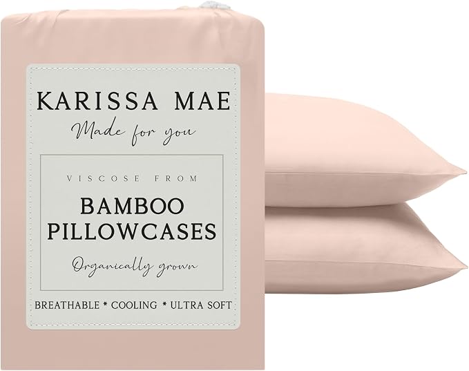 Karissa Mae Cooling Bamboo Viscose Standard Size Pillowcase Set | 100% by KARISSAMAE