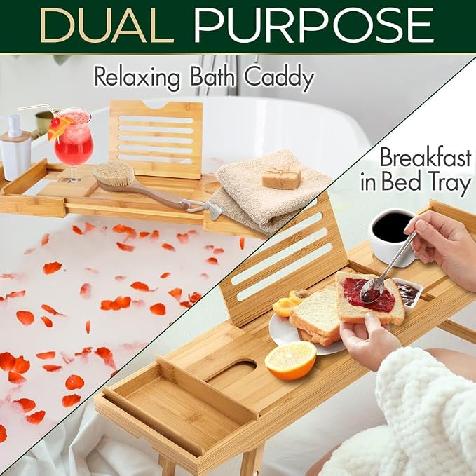 SereneLife Bath Caddy Breakfast Tray Combo - Image 3