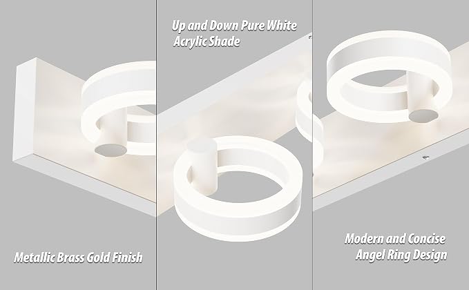 LED Bathroom Light Fixtures, 24inch White Vanity Lights, Modern 3 Light Acrylic - Image 3