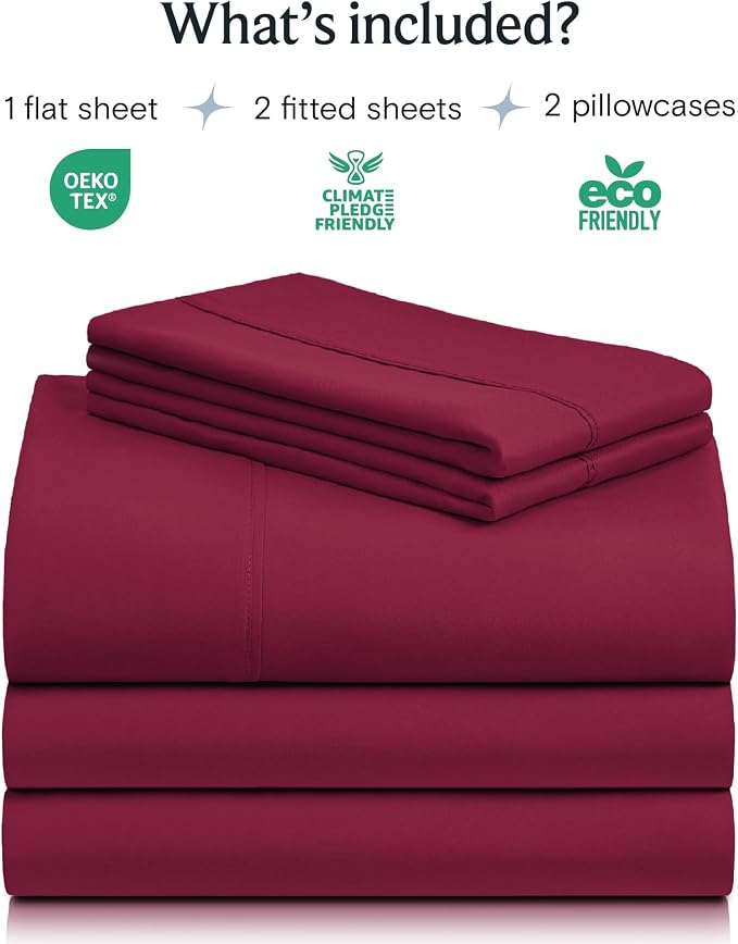 LuxClub 5 PC Split King Sheet Set, Breathable Luxury Bed Sheets, Deep Pockets - Image 2