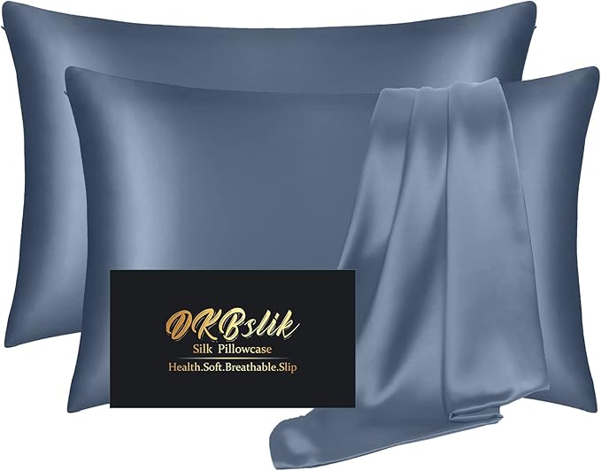 Silk Pillowcase 2 Pack, Mulberry Silk Pillow Cases Queen Size Set of 2 by HOME
