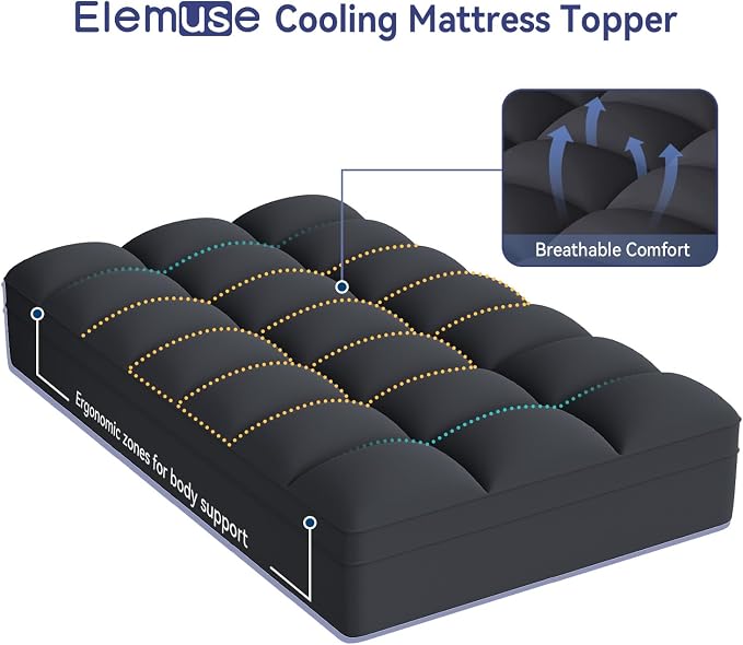 ELEMUSE Twin XL Black Mattress Topper - Image 2