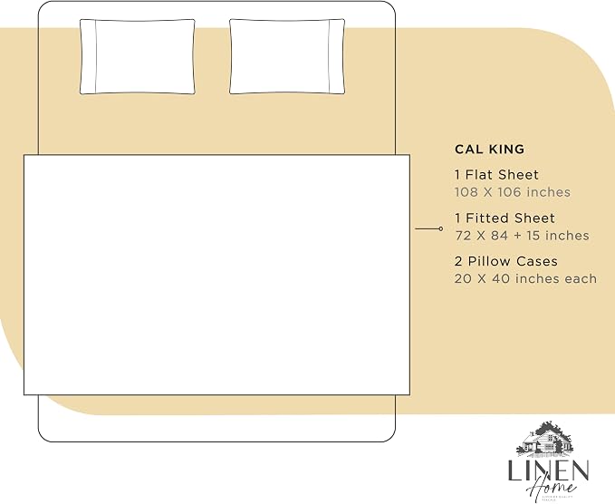 Linen Home 100% Cotton Percale Sheets California King Size, Deep Pocket - Image 6