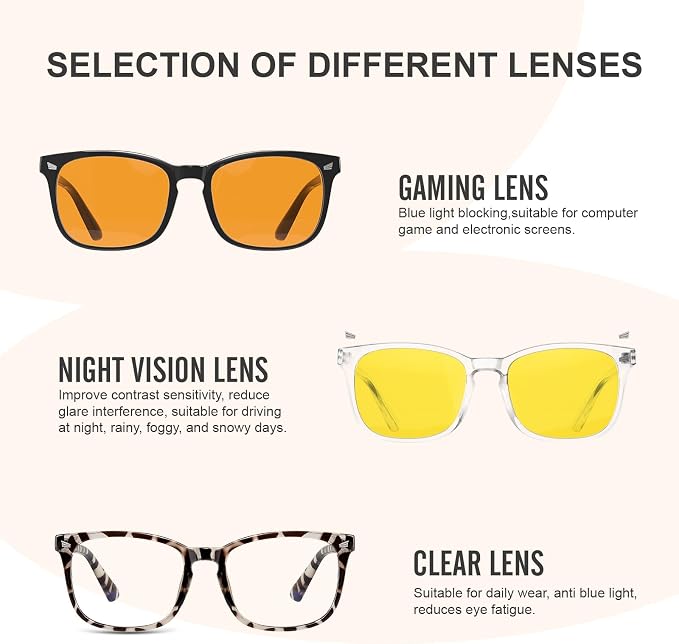 hunsquer Blue Light Glasses for Woman/Men Computer Blue Light Glasses - Image 5