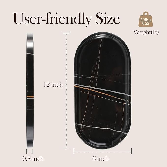 Koville Natural Black Marble Tray, Catchall - Image 3
