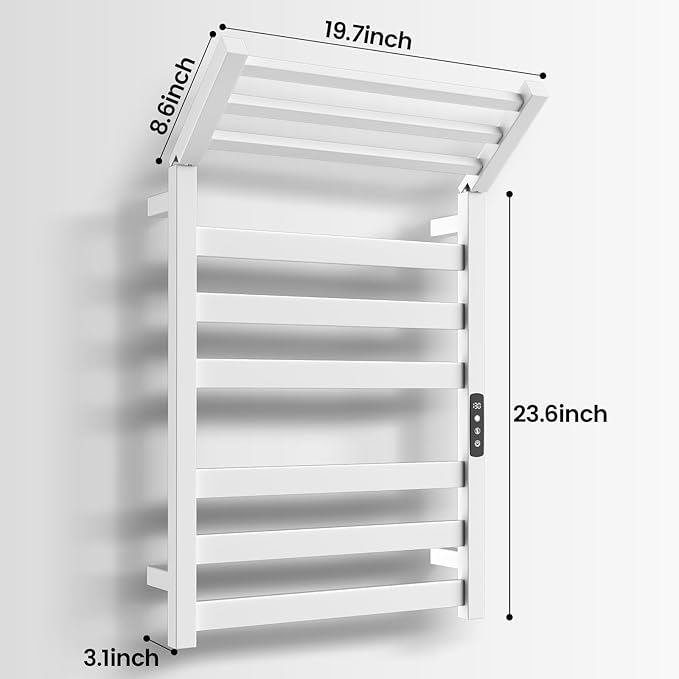 Tower Warmer Rack, 6 Bars Stainless Steel Wall Mounted Electric Heated Towel - Image 7