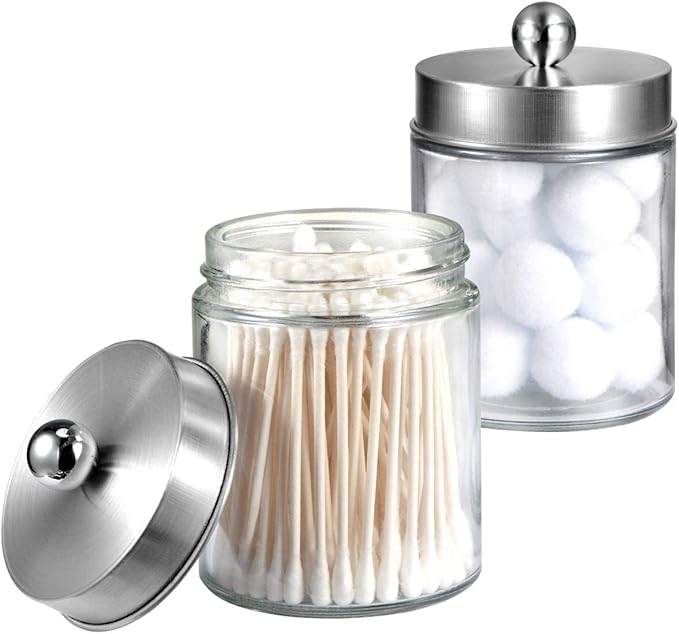 Amolliar 6Pc Apothecary Jars Bathroom Vanity Organizer- Rustic Farmhouse Decor - Image 8