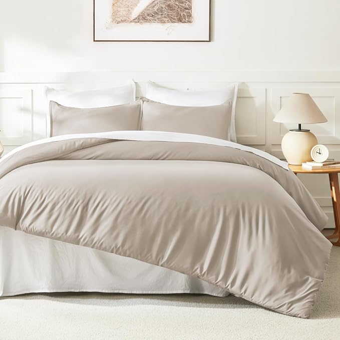 Litanika Comforters Oatmeal Oversized King Size, 3 Pieces Lightweight Solid - Image 6