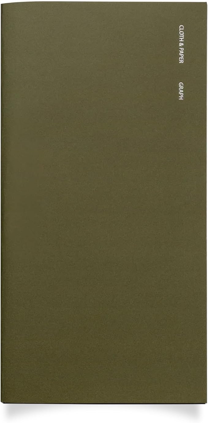 Cloth & Paper Travel Notebook | Graph Notebook – Olive | A5 Slim Grid Paper by ClothandPaper