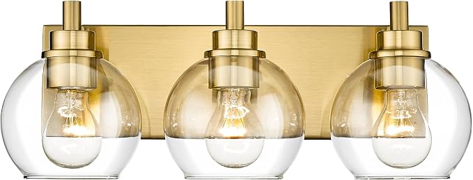 Bathroom Light Fixtures, 3-Light Brushed Gold Vanity Light, Modern Wall Sconces by Metwet