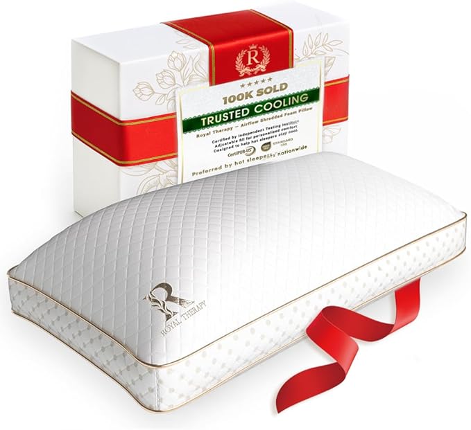 Royal Therapy Queen Memory Foam Pillow, Adjustable Shredded Odor-Free Pillow by ROYALTHERAPY