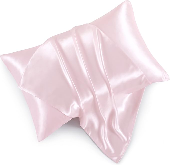 Satin Pillowcases with Zipper （20x36）, King Size Pillowcases Set of 2, Blush by HommxJF