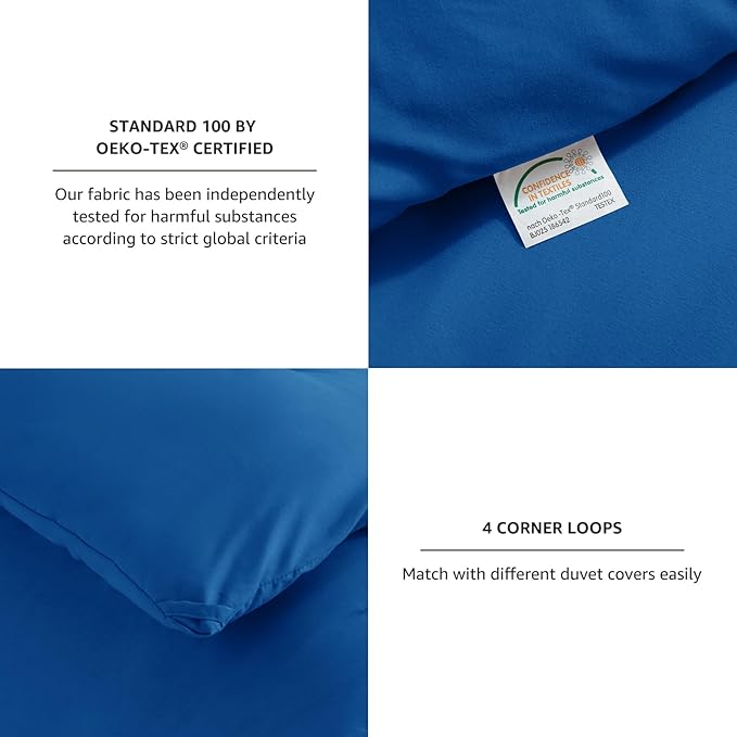 CozyLux Queen Comforter Set Classic Blue, 3 Pieces Solid Comforters Queen Size - Image 4
