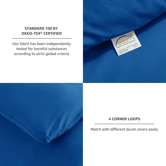 CozyLux Twin Comforter Set Classic Blue, 2 Pieces Twin Extra Long Solid - Image 4
