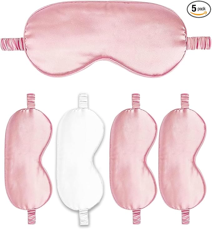 Sleep Masks 5PACK Silk Eyes Cover Satin Eye Mask Silky Blackout Soft Blindfold by WJingYiJia
