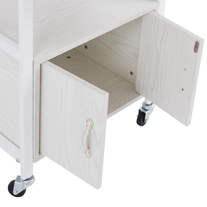 Salon Trolley Cart with Wheels, Mobile Utility Storage Cabinet with 1 Drawer & - Image 4