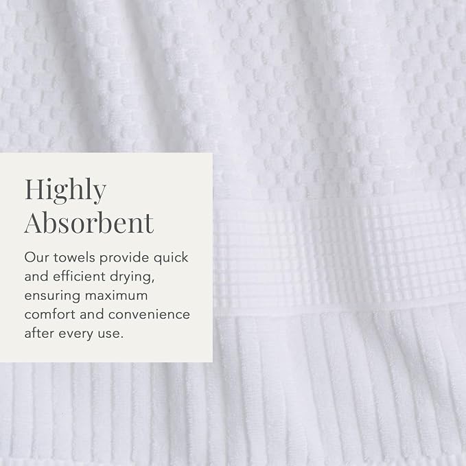 NY Loft 100% Cotton 6 Piece Bath Towel Set | White Towels | Oeko-TEX® Standard - Image 6