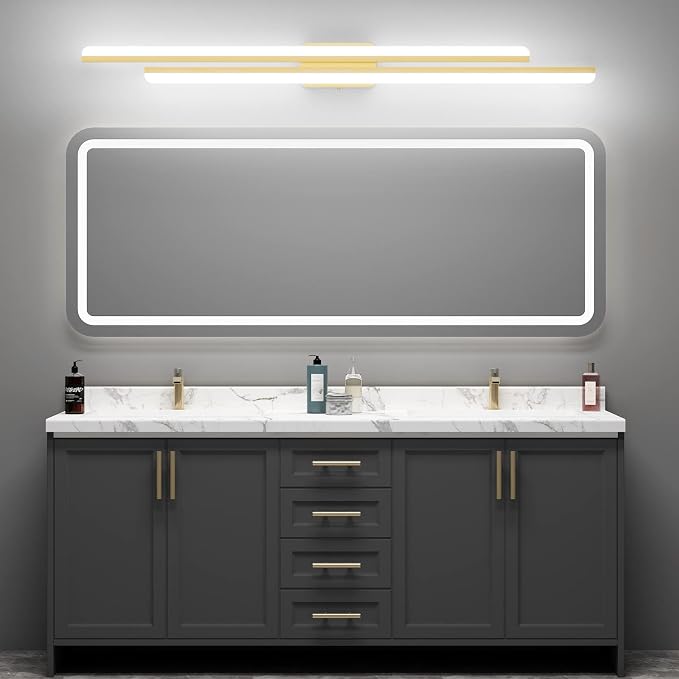 Ralbay 48" Gold Vanity Lights 48W Frosted Aluminum Modern LED Gold Bathroom - Image 3