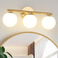 Globe Bathroom Light Fixtures 3-Light Brass Gold Vanity Light by foucasalLighting