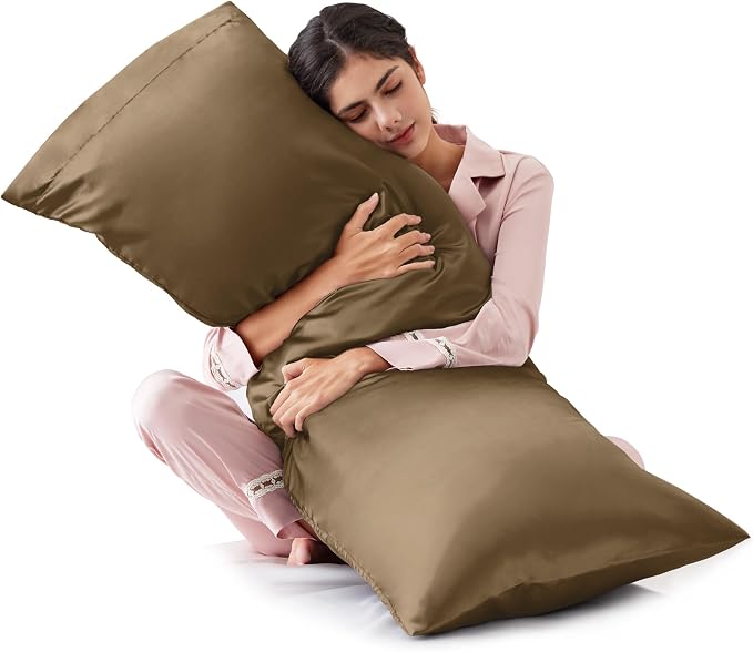 Love's cabin Satin Body Pillowcase 20x54, Cooling Pillow Cover by Lovescabin