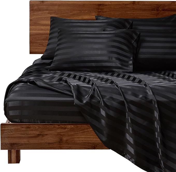 MR&HM Satin Bed Sheets, King Size Sheets Set by MRHM