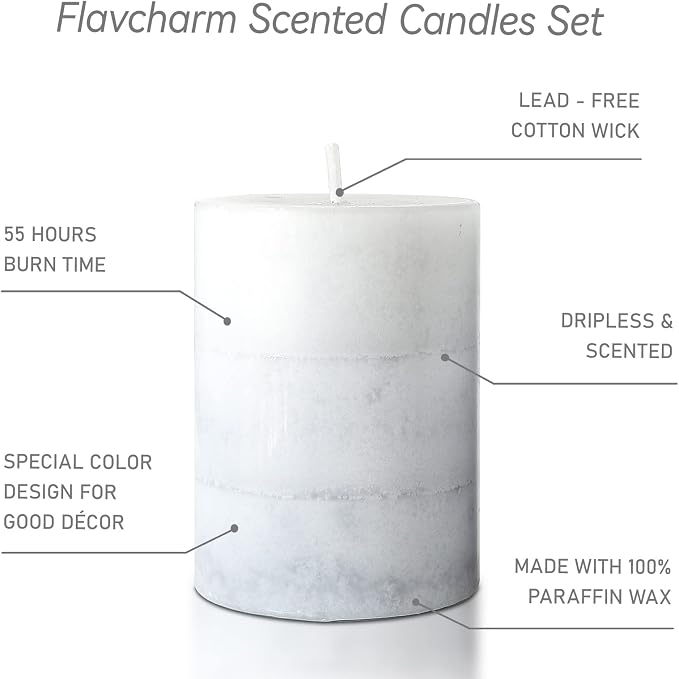 Set of 3 Scented Pillar Candles Creamy Coconut Scented 3" x 4" Long-Lasting - Image 4