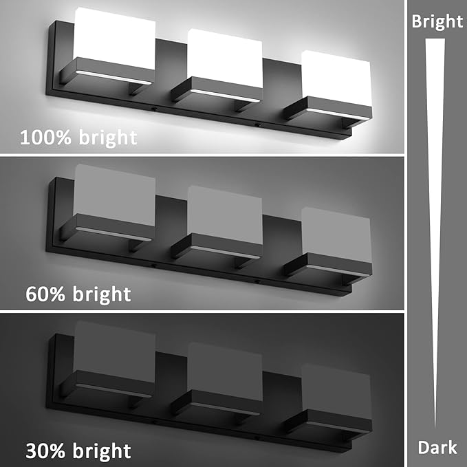 Tipace 3 Lights Black Dimmable LED Vanity Light - Image 5